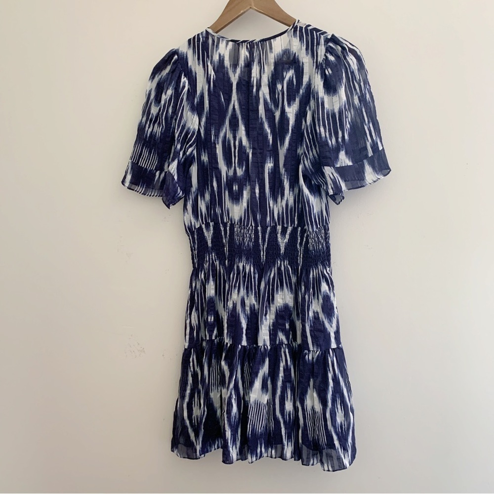 Rebecca Taylor Blue Ikat Silk Dress Sz 4 - Picture 6 of 10